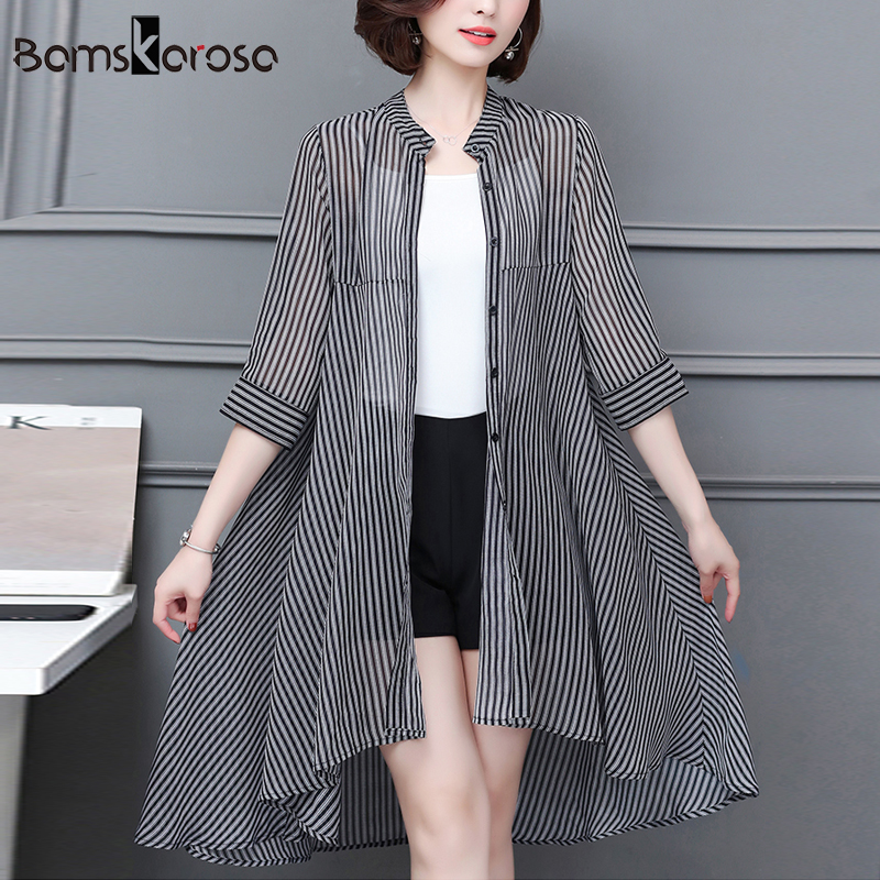 Plus Size Kimono Cardigan Women Blouses Chiffon Vertical Striped Long Shirt Women Summer Mujer De Moda 2018 Casual Blusa XXXL, Black
Plus Size Kimono Cardigan Women Blouses Chiffon Vertical Striped Long Shirt Women Summer Mujer De Moda 2018 Casual Blusa XXXL, Black