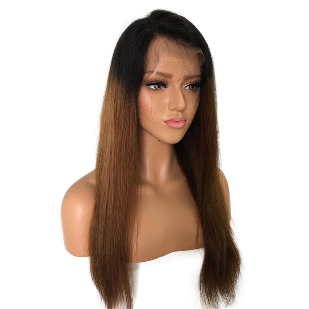 360 full lace human hair wigs Pre Plucked 150% Density Brazilian Remy Hair ombre color T 1B/4 straight human hair Wig