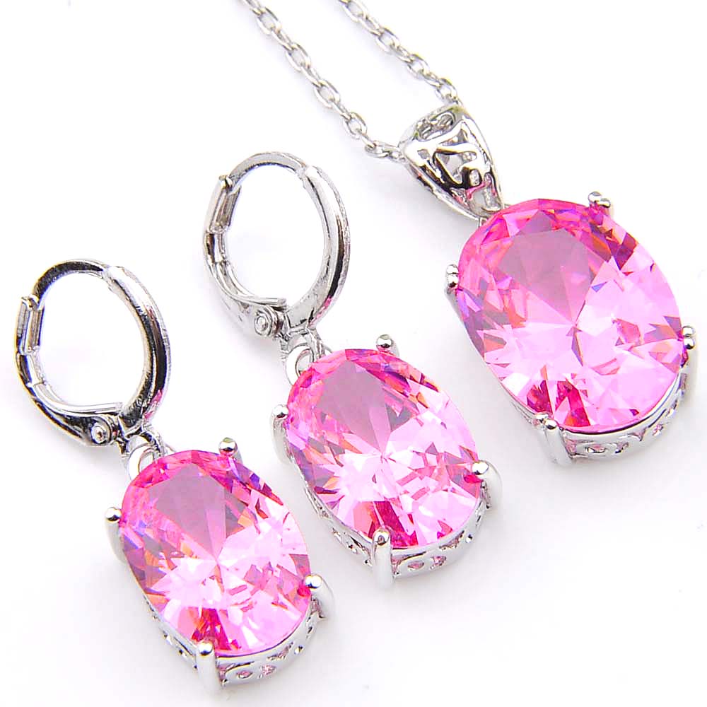 Novel Luckyshine 5 Sets Delicate Ellipse Fire Pink Kunzite Cubic Zirconia 925 Silver Pendants Necklaces Earrings Gift Wedding Jewelry Set
Novel Luckyshine 5 Sets Delicate Ellipse Fire Pink Kunzite Cubic Zirconia 925 Silver Pendants Necklaces Earrings Gift Wedding Jewelry Set
