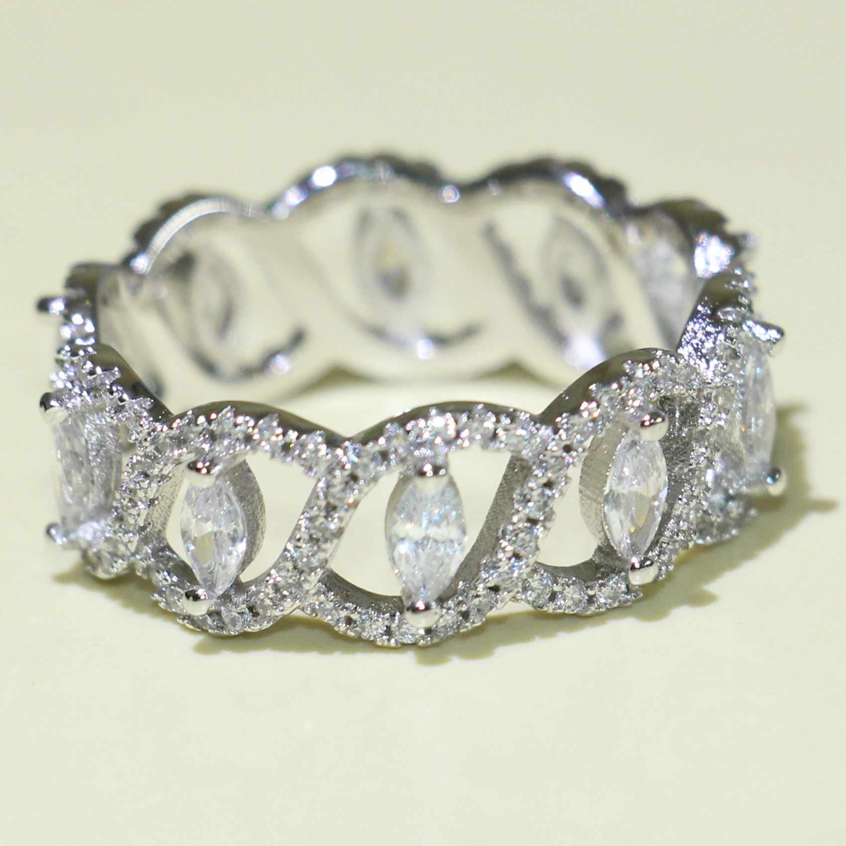 Dainty Promise Ring, Size 5-10, Sterling Sier Engagement Rings, Marquise Cut CZ Cross Band Ring for Women Free shipping