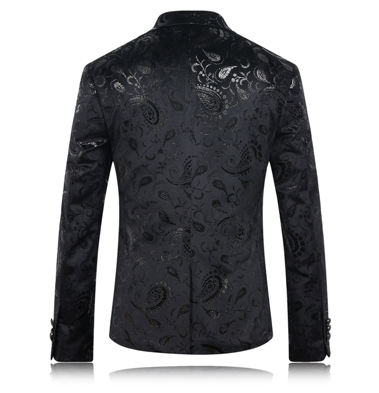 Mens Wedding Tuxedos Just One Piece Handsome Mens Suits Print Black Jacket Wedding Suits For Men In Stock Plus Size Jackets Groom Wear