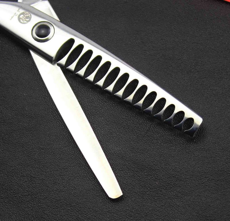 Dragon 5.75 inch 440C 62HRC high quality hair thinning scissors with leather case free shipping forfex.