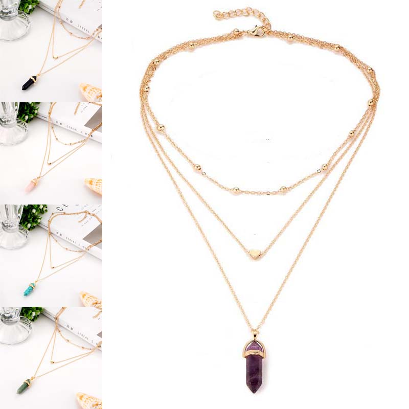 Stone Heart Love pendant Necklace Gold Chain Multilayer Necklaces Choker collar Fashion Jewelry for Women Gift
Stone Heart Love pendant Necklace Gold Chain Multilayer Necklaces Choker collar Fashion Jewelry for Women Gift