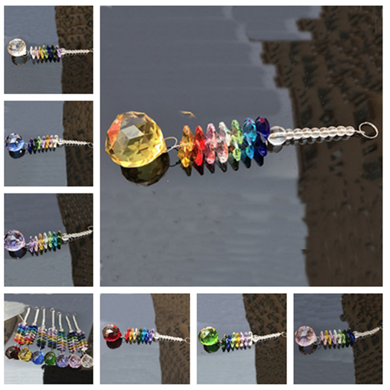 7PCS Chakra Suncatcher Crystal Prisms Handmade Rainbow Ball Pendulum Pendants 40mm Hanging Home Party Decorative Ornament
7PCS Chakra Suncatcher Crystal Prisms Handmade Rainbow Ball Pendulum Pendants 40mm Hanging Home Party Decorative Ornament