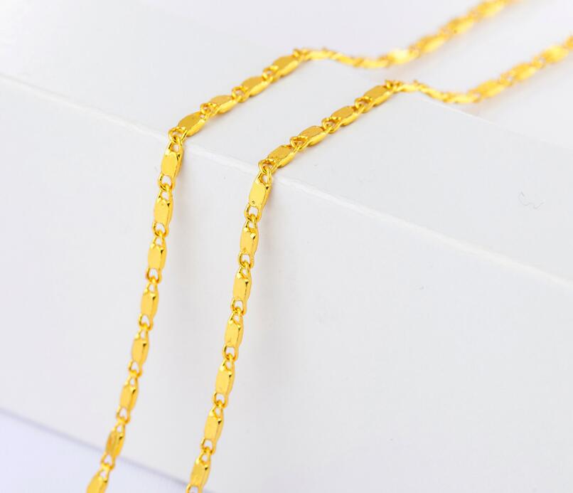 Fashion short clavicle chain plating 18K Gold 2mm smooth flat chain European and American trade accessories necklace 50pcs/lot L412