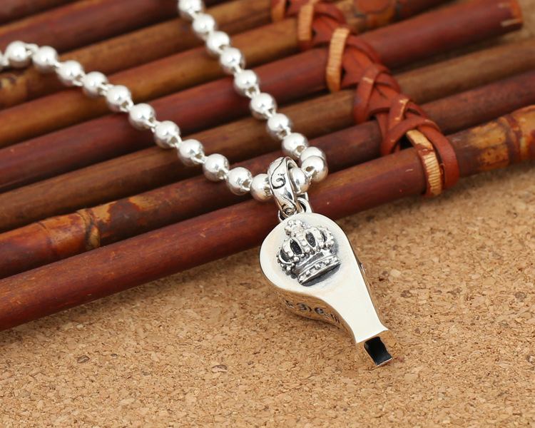 Brand 925 sterling silver jewelry antique silver hand-made American designer crown whistle necklace pendants for men free shipping