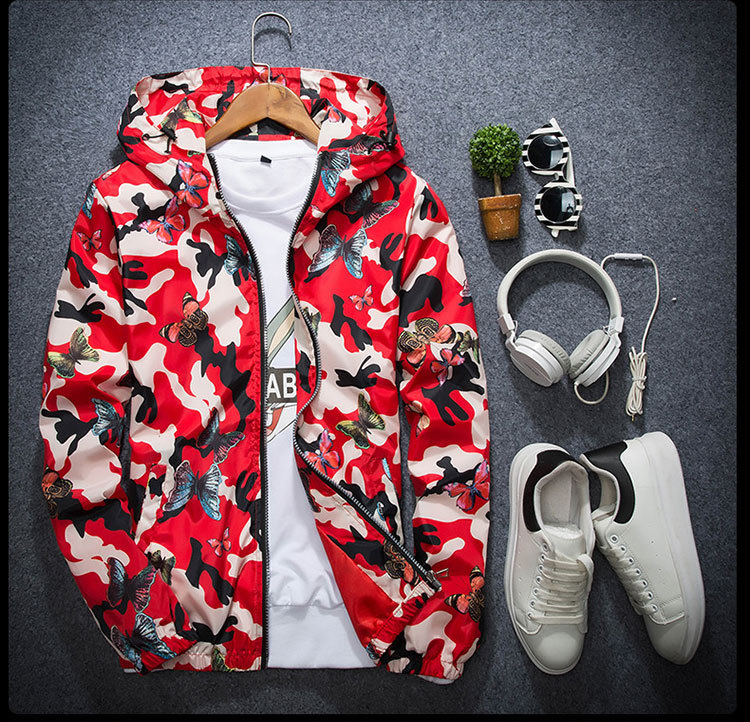 High Quality Mens Summer Camo Windbreaker Jacket Thin Male Camouflage Windbreaker Coats 2018 Spring Hooded Butterfly Windbreaker