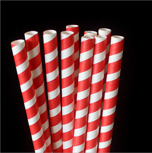 Drinking Straws Hard Milk Large Straw 8 mm Disposable Paper Thick Straw Black Stripe Degradable 100 Pieces/Lot