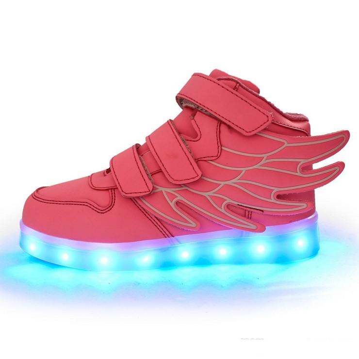 Children Led Shoes For Kids Casual Multi 6 Color Wings Shoes Colorful Glowing Baby Boys and Girls Sneakers USB Charging Light up Shoes