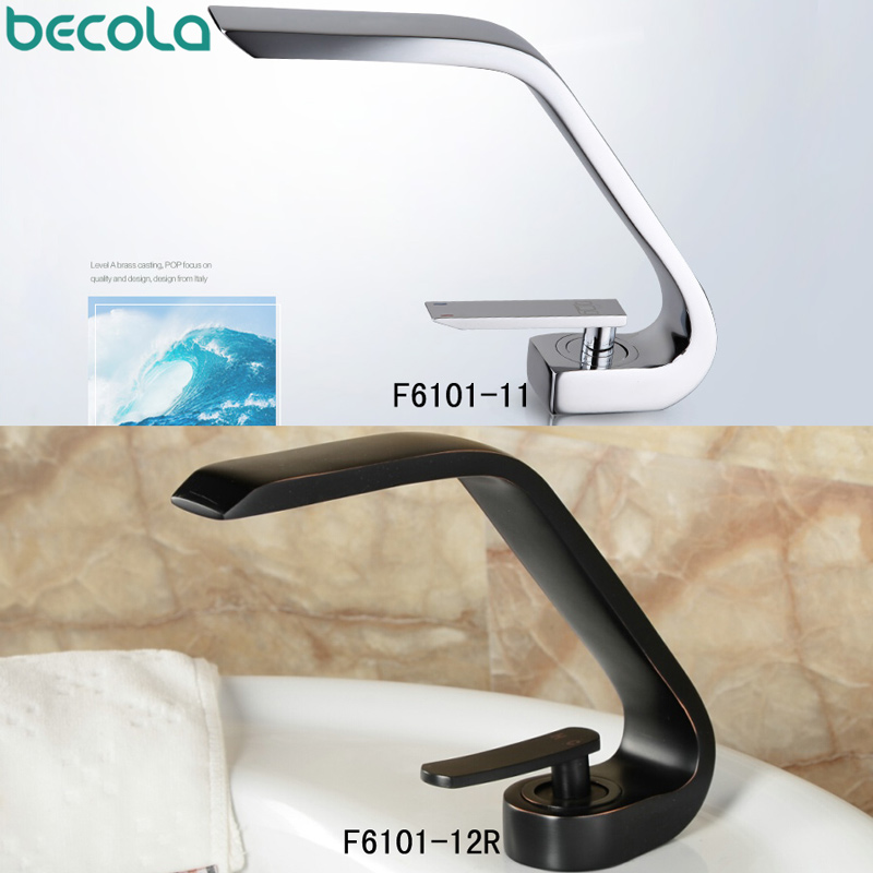 Contemporary unique shape bathroom faucet copper chrome and oil rubbed bronze sink tap Bathroom Faucets lavatory Faucets