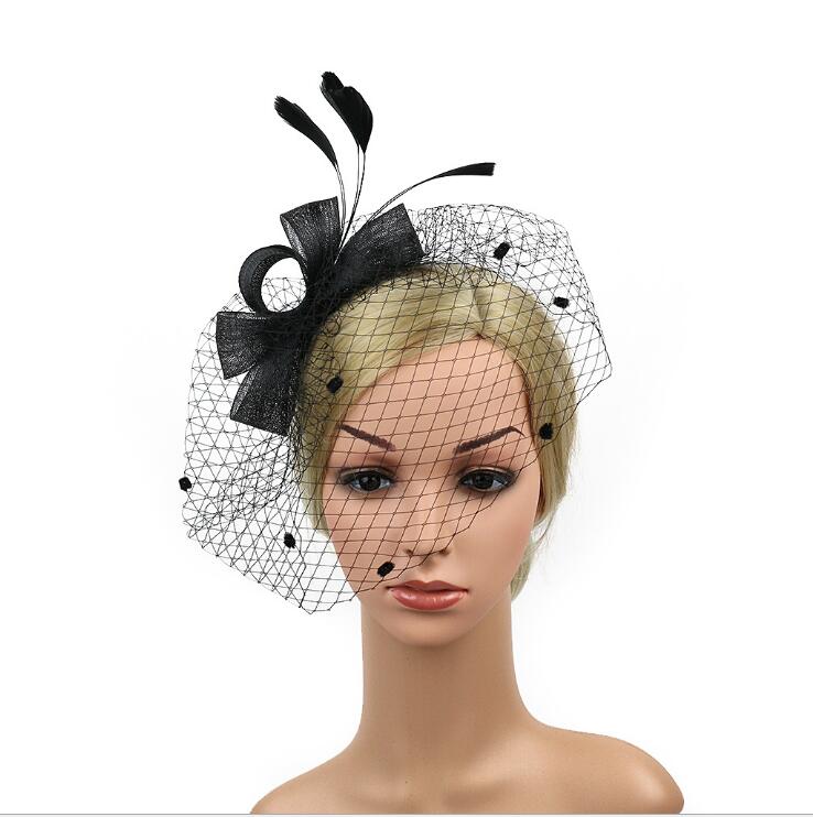 Bridal hats Feather Fascinator Hair Bridal Birdcage Veil Hat Wedding Hats And Fascinators Cheap Femin Hair Flowers For Wedding Party Studio