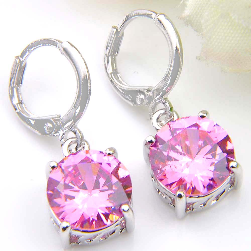 LuckyShine Fine Women Jewelry Gift Multi-color Round peridot Garnet Topaz Earrings 925 Sterling Silver Earrings Russia Wedding Party Jewelr