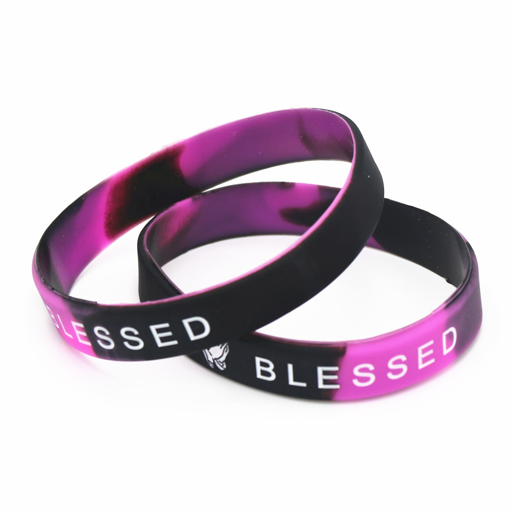 50PC New Music Blessed Silicone Wristband Sports Mix Color Bracelets&Bangles Music Lover Gifts Jewelry Wholesale SH155