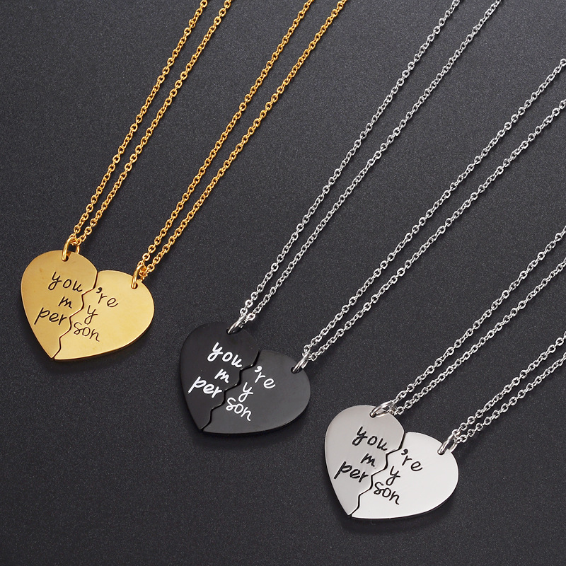 You Are My Person Stitching Broke Heart Necklace Fashion Stainless Steel Heart Pendants for Women Lovers Jewery Gift
You Are My Person Stitching Broke Heart Necklace Fashion Stainless Steel Heart Pendants for Women Lovers Jewery Gift