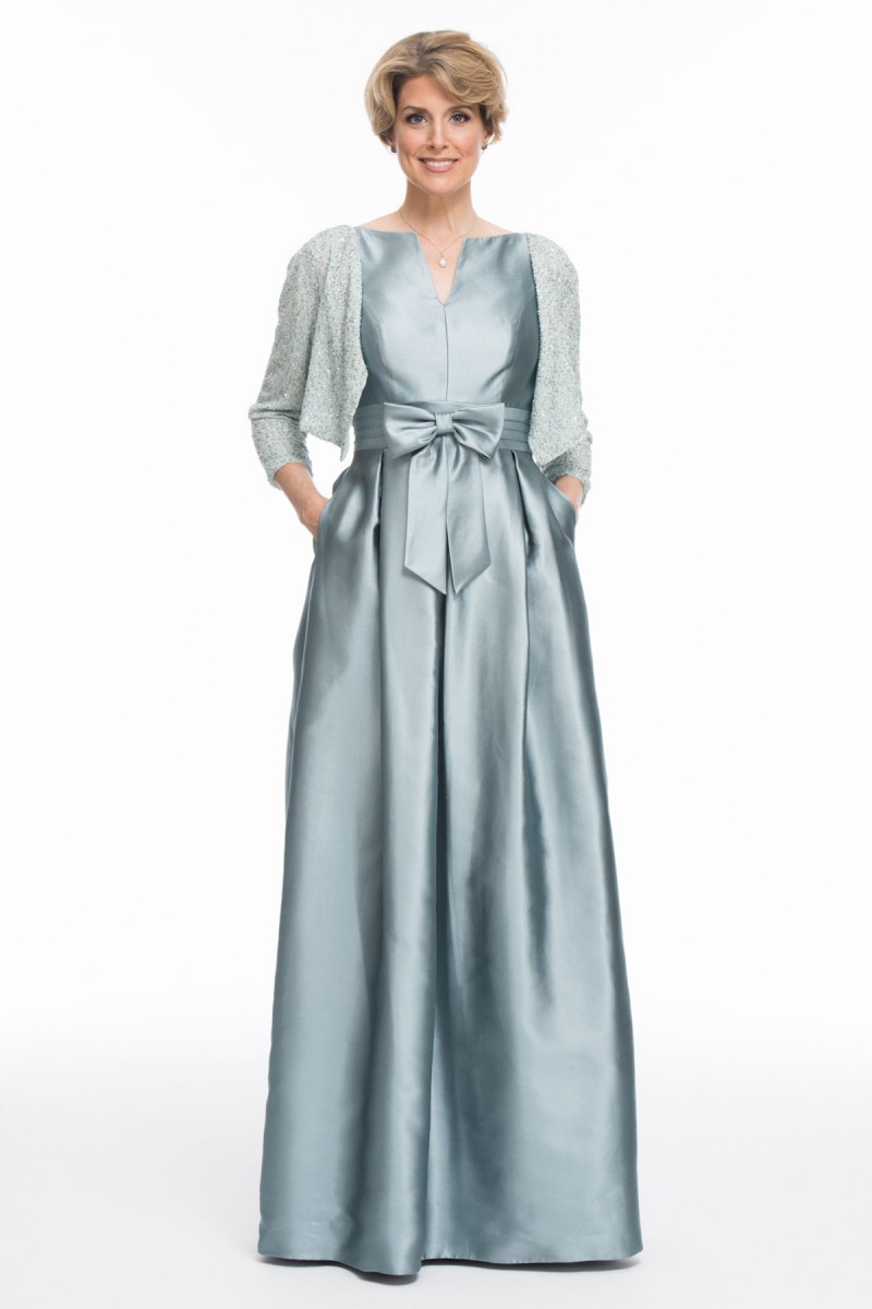 Cheap Long With Jacket Mother of the Bride Dresses Sleeveless Waist Bow Design Plus Size Prom Dress Wedding Guest Dresses