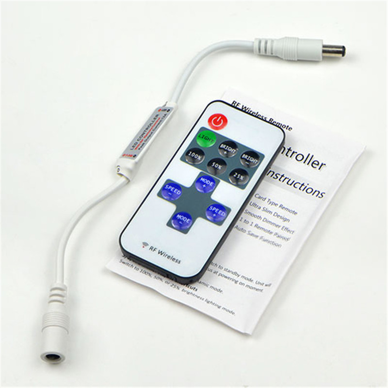 Mini RF LED Dimmer Controller with 11Key Remote DC5-24V for Single Color LED Strip Light 5050 5630 5730 2835
Mini RF LED Dimmer Controller with 11Key Remote DC5-24V for Single Color LED Strip Light 5050 5630 5730 2835