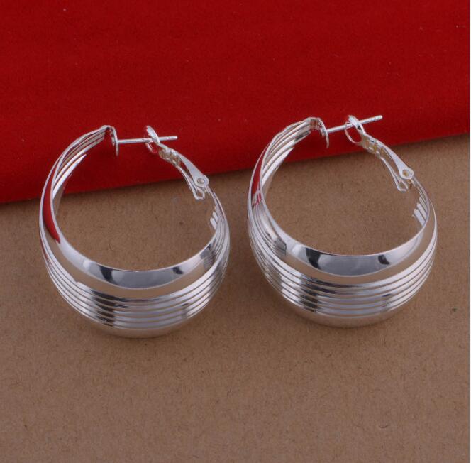 mix 12 style 12pairs/lot Mark 925 plating 925 sterling silver Double circle Ear hoop earrings fashion gifts hyperbole big Ear ring