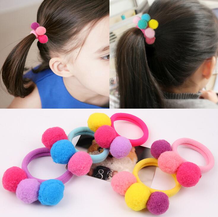 

New Cute 3 Balls Elastics Hair Holders Bands Gum Fashion Kids Candy Rubber Bands Headwear Girl's Ponytail Holder