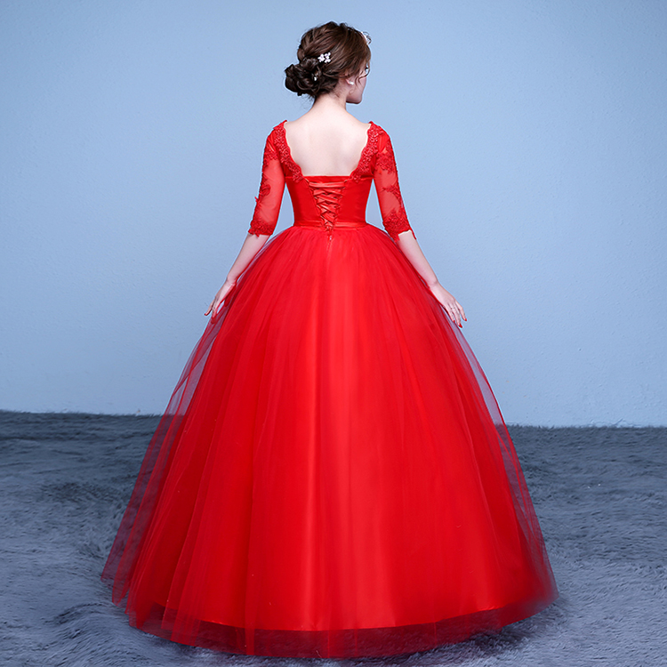 2018 Appliques Wedding Dresses Hot Sale Elegant Princess Adjust Lace Three Quarter Sleeve Bridal Gowns Vestidos De Noiva