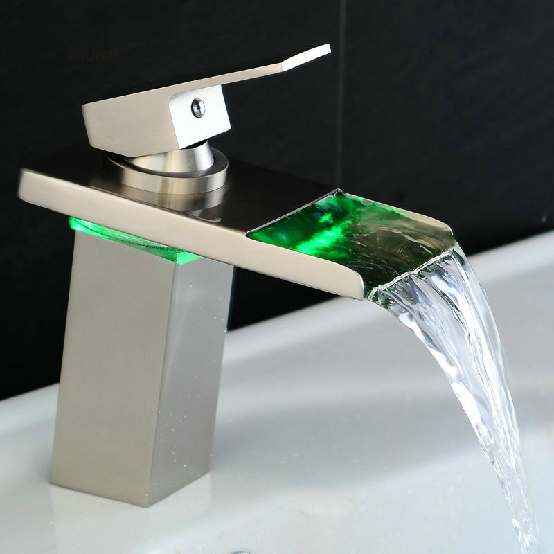 Black Water Powered LED Faucet Bathroom Basin Faucet Brass Mixer Tap Waterfall Faucets Cold Crane Basin Tap3330962