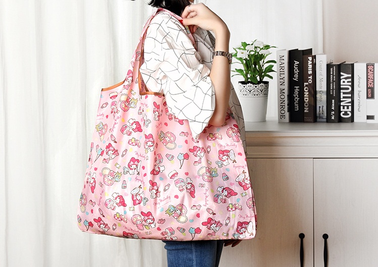50pcs DHL Foldable bag Waterproof Storage Eco Reusable Polyester Cartoon Shopping Tote Bags, Multi