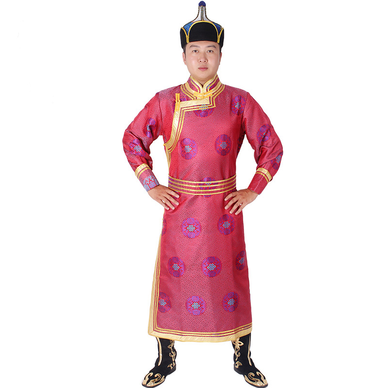 New style national dress male long robe Mongolian costume traditional wedding party festival performers wear folk dance stage clothing, Black;red
New style national dress male long robe Mongolian costume traditional wedding party festival performers wear folk dance stage clothing, Black;red