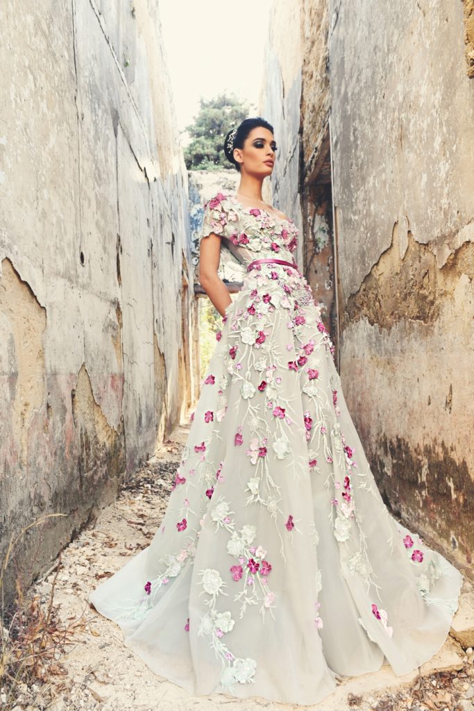 Tony Chaaya Fairy Prom Dresses Lace 3D Floral Applique Pearls One Shoulder Sweep Train Formal Dress Evening A Line Plus Size Evening Gowns