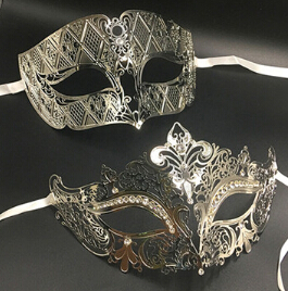 Metal Filigree Rhie Venetian Masquerade Couple Pair Ball Event Wedding Party Mask Lot Costume MEN WOMEN