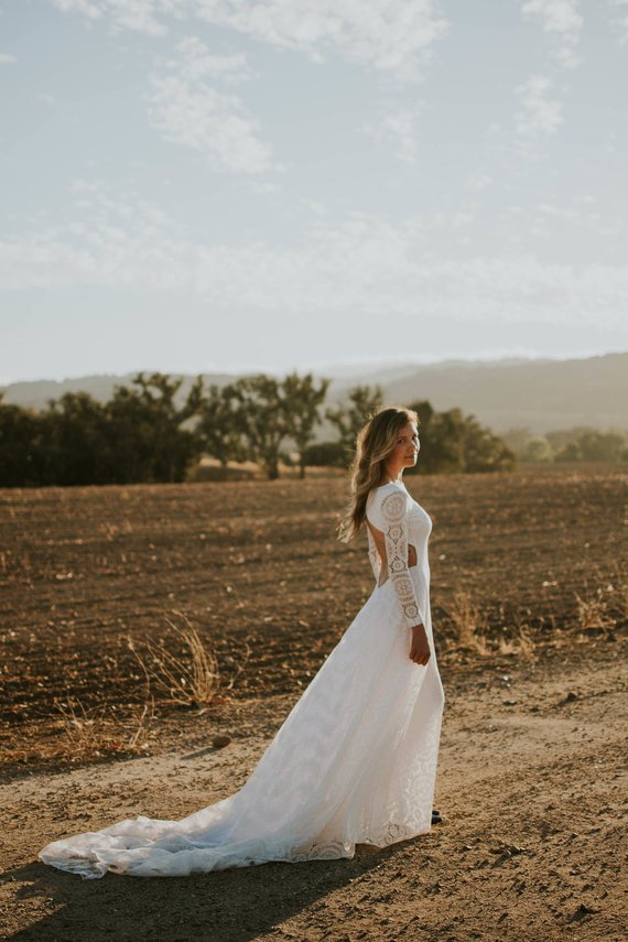 Modest Mermaid Wedding Dresses Bateau Neck Sweep Train Long Sleeve Lace Bridal Gowns Cheap Plus Size Wedding Dress robe de mariée Sexy Back