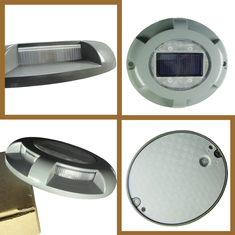 Solar Road Stud Aluminum 4-LED Waterproof Road Light Sensor LED Lights For Driveway Garden Square Pathway