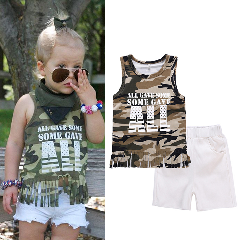 Baby Girls Clothing Sets Girl Camouflage Vest T-shirts + White Shorts 2Pcs Set 2018 Summer Kids Sleeveless tshirts Pants Suits, As photo
Baby Girls Clothing Sets Girl Camouflage Vest T-shirts + White Shorts 2Pcs Set 2018 Summer Kids Sleeveless tshirts Pants Suits, As photo