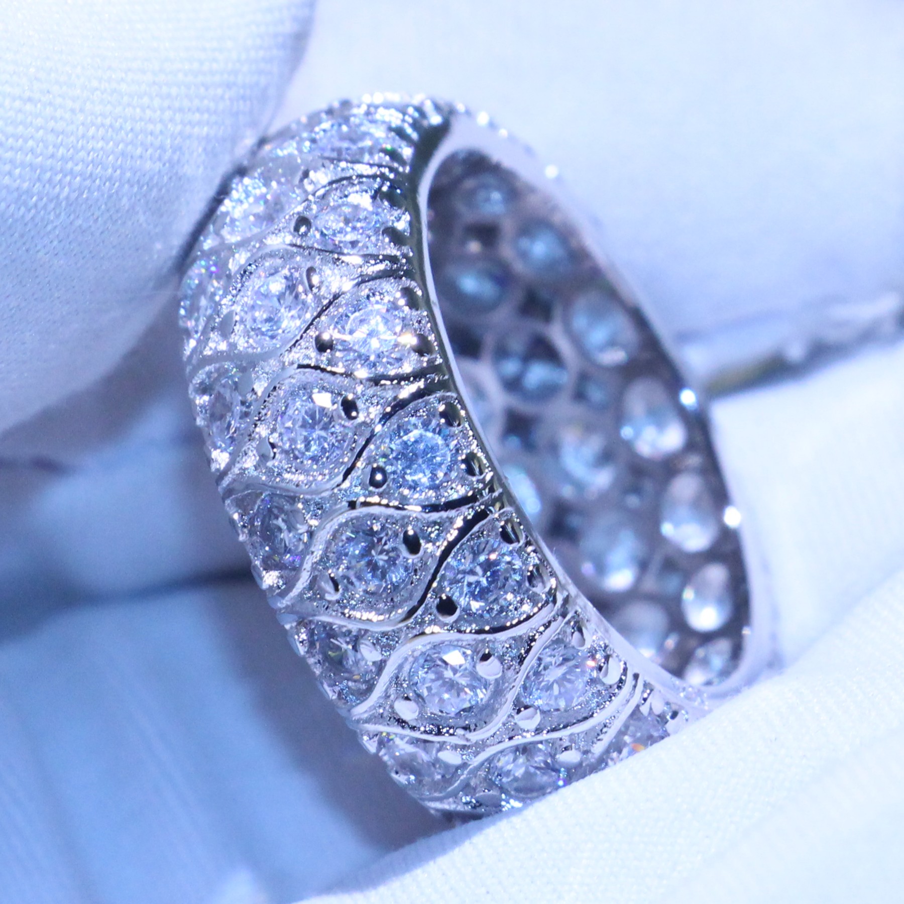 Vintage Fashion Jewelry Fish Eyes Rings 925 Sterling Silver Fill High Quality Pave 5A Cubic Zirconia Wedding Band Circe Ring Set For Women