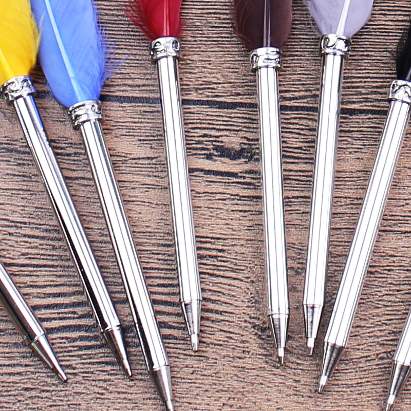 Lovely Kawaii mini feather gift ballpoint pen color quill pen School Office Supplies