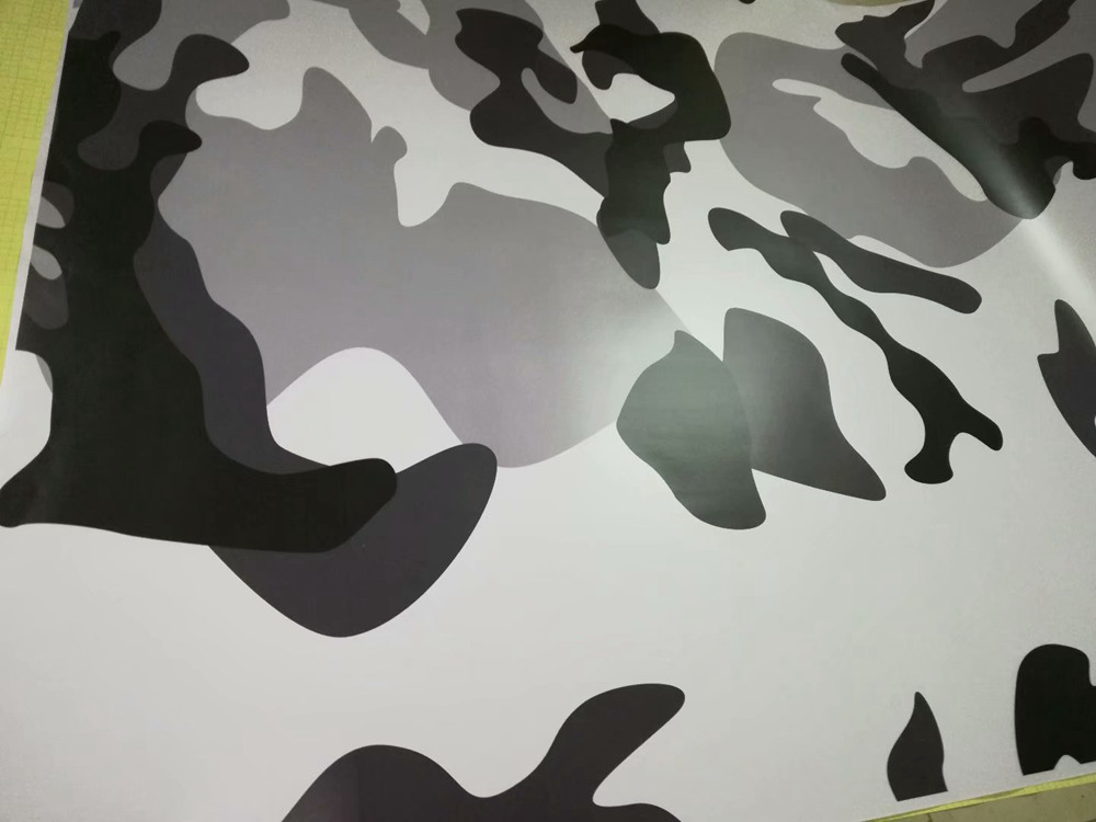 Large Camo VINYL Wrap black white grey Full Car Wrapping Camouflage Foil Stickers with air free size 1.52 x 30m/Roll Free Shipping