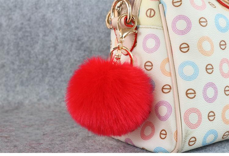 Gold 8CM Rabbit Fur Ball Keychain y keychain fur pom pom llaveros portachiavi porte clef Key Ring Key Chain For Bag