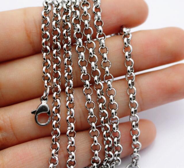 free shipping 10pcs Lot wholesale fashion stainless steel silver Rolo link chain necklace women men 4mm wide 18-32'' 
free shipping 10pcs Lot wholesale fashion stainless steel silver Rolo link chain necklace women men 4mm wide 18-32''