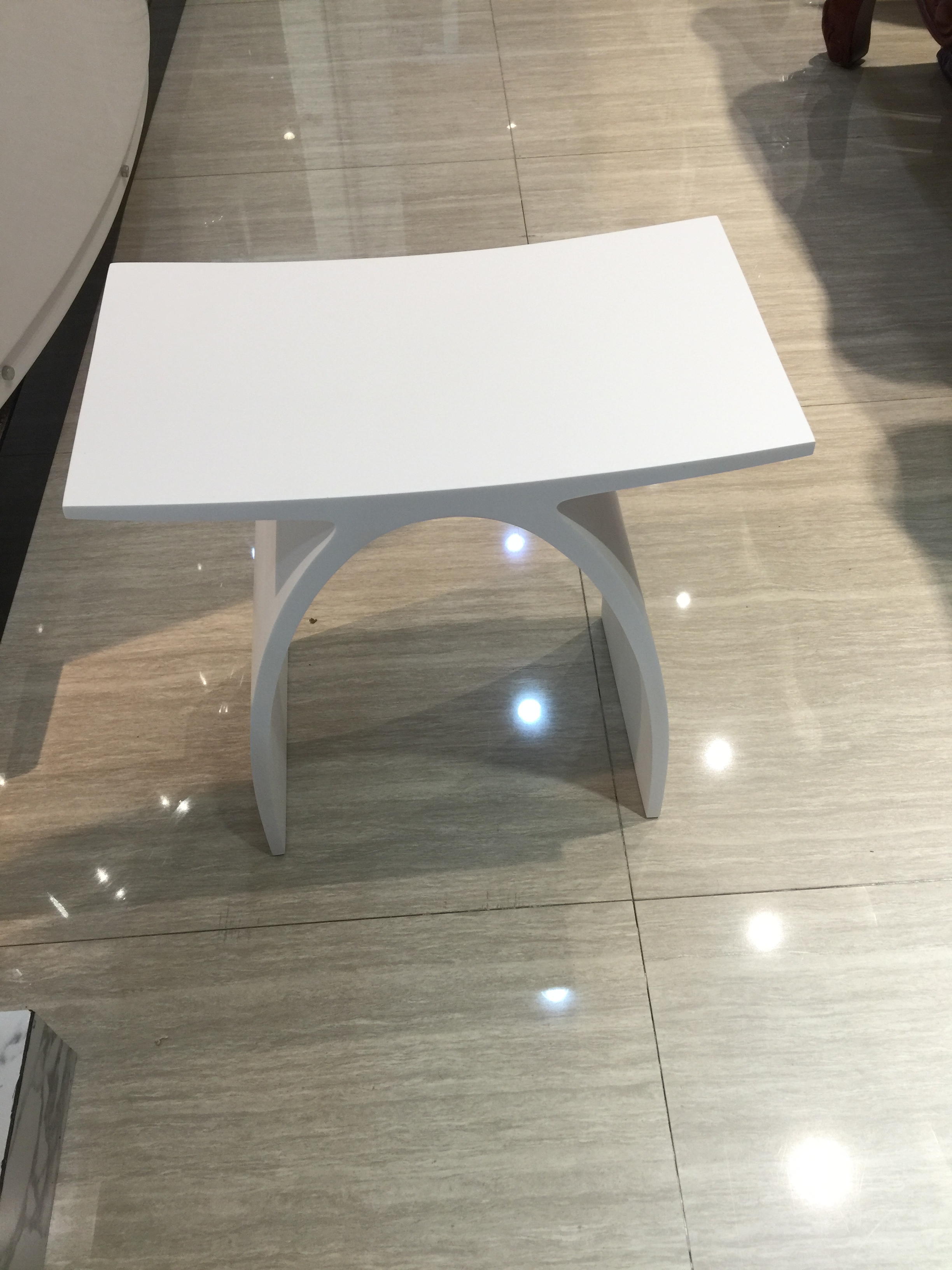 Bathroom Stool Modern Curved Design Furniture Bench Seat Acrylic Solid Surface Stone Chair 0102