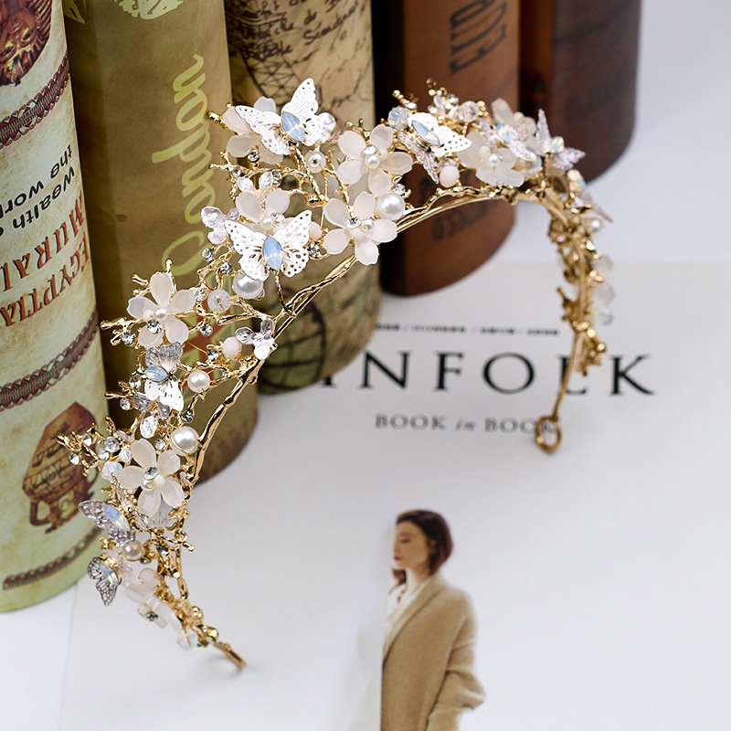 Vintage Butterfly Bridal Crowns Headpieces Rhinestone Crystals Masquerade Wedding Crowns Headband Hair Accessories Party Tiaras Baroque Handmade chic