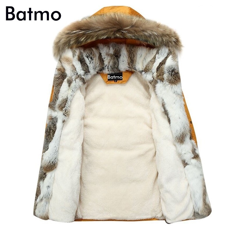 Batmo 2018 winter white duck down jacket men coat parkas warm Liner male Warm Clothes Rabbit fur collar High Quality,PLUS-SIZE L18101103