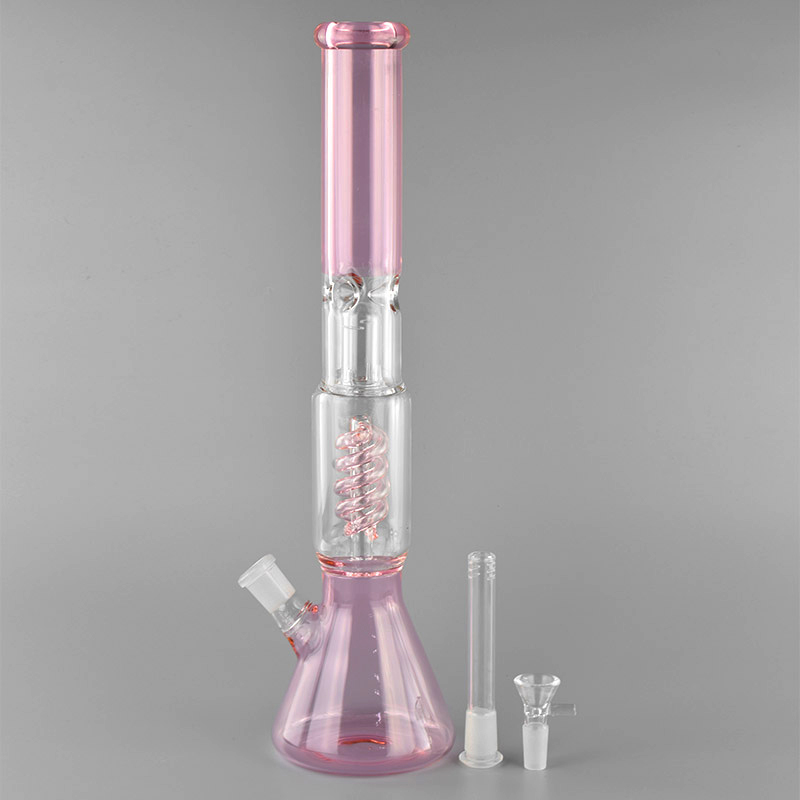 Spiral Bong! Pink beaker spiral percolator beaker base ice bong glass water pipes with downstem and bowl
Spiral Bong! Pink beaker spiral percolator beaker base ice bong glass water pipes with downstem and bowl