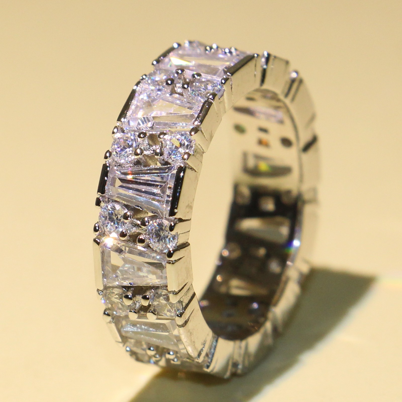 Victoria Wieck Sparkling Cute Infinity Luxury Jewelry 925 Sterling Silver T Princess Cut 5A Cubic Zirconia CZ Wedding Women Band Ring Gift