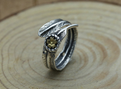 Brand new 925 sterling silver jewelry adjustable ring feather shape vintage style designer hand-made jewelry free shipping for gift