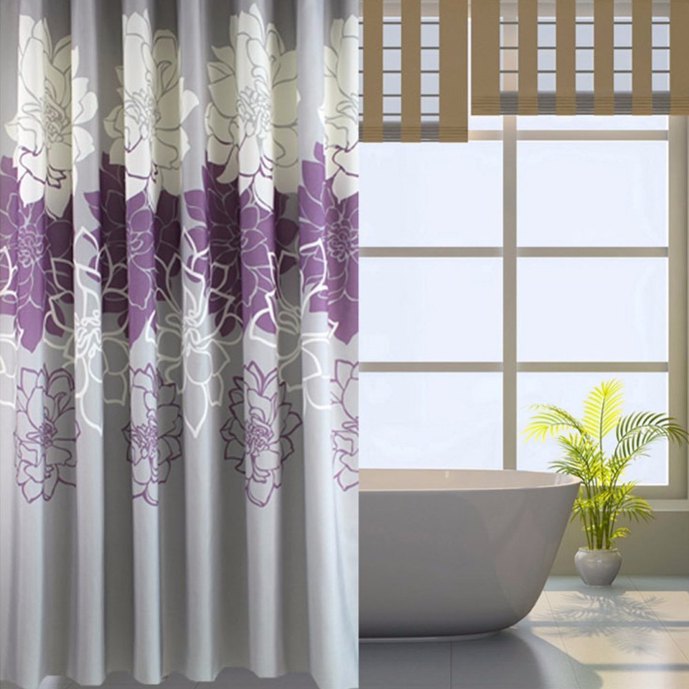 Floral Printed Shower Curtain Fabric, Waterproof Bathroom Curtains No More Mildews with Free Rings, Purple/Grey
Floral Printed Shower Curtain Fabric, Waterproof Bathroom Curtains No More Mildews with Free Rings, Purple/Grey