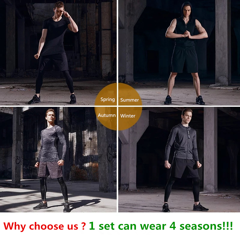 Vansydical Sports Suits Men's Gym Clothes Running Compression Tights Set Fitness Workout Jogging Suits Quick Dry Tracksuits Y1890402