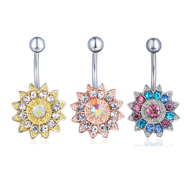 D0691 ( 4 color ) Clear AB Sunflower style navel button ring piercing body jewlery 1.6*11*5/8 belly ring Body Jewelry, Silver
D0691 ( 4 color ) Clear AB Sunflower style navel button ring piercing body jewlery 1.6*11*5/8 belly ring Body Jewelry, Silver