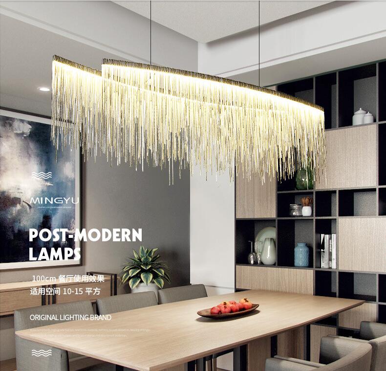 Led Modern Chandelier Lighting Tassel Design Indoor Chandelier Light Hanging Pendant Light Hotel Restaurant Home Lamps Silver or Gold Color