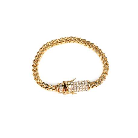 Men's Stainless Steel Gold Bracelet Iced Out Miami Cuban Link Bracelet Bling Hip Hop Jewelry For Men With Crystal Box Clasp