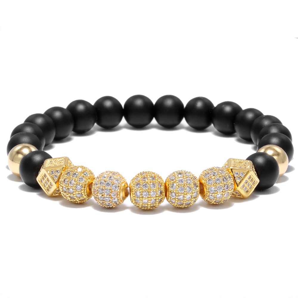 Crystal Ball Ethnic Hollow Rivet Charm Bracelets Set For Women Men Jewelry Matte Beaded Bracelet Accessories