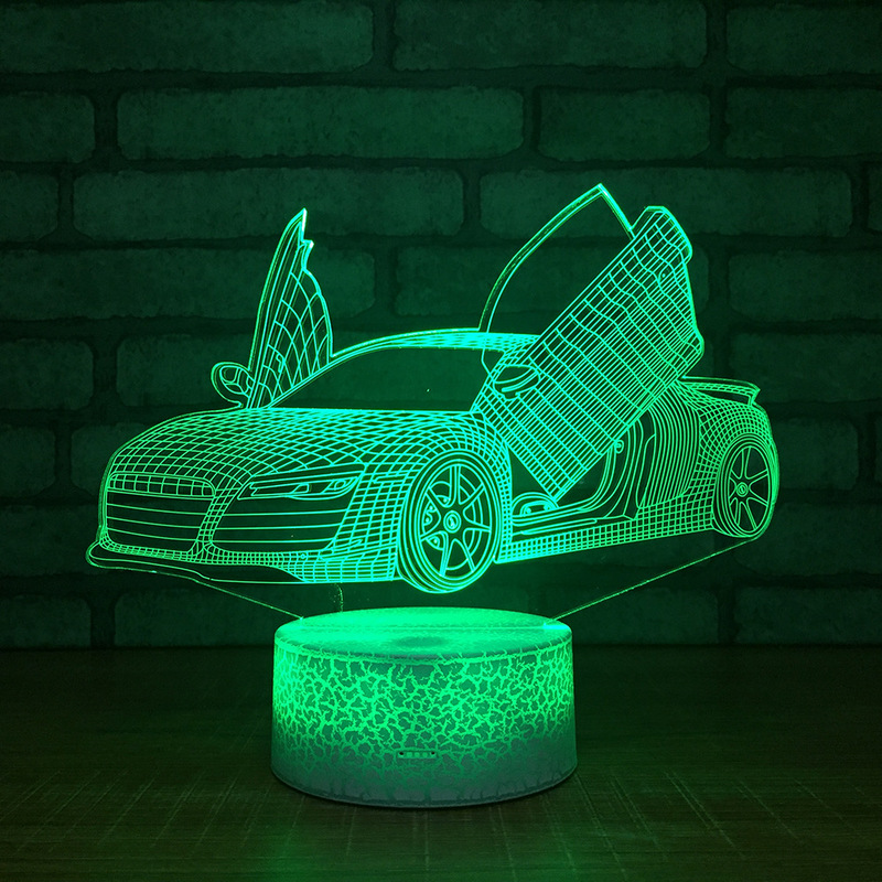 Creative Racing Car 3D Acrylic LED Night Light Touch 7 Color Change Desk Table Lamp Party Decorative Light