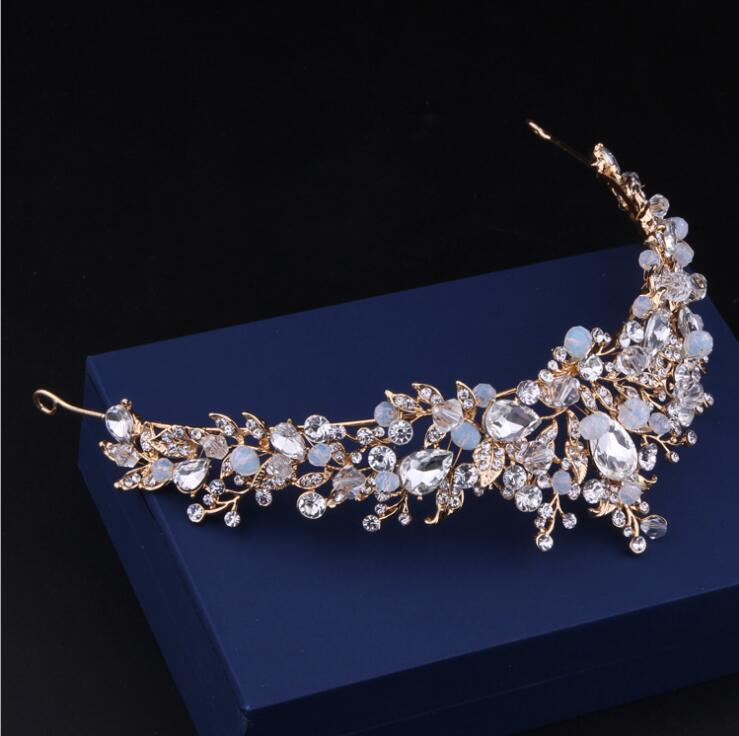 Rose Gold Plated Wedding Crown Bridal Bridesmaid Flower Girls Crystal tiara Rhinestone crown headband Wedding Dress Studio Tiara 26 cm *5.5
